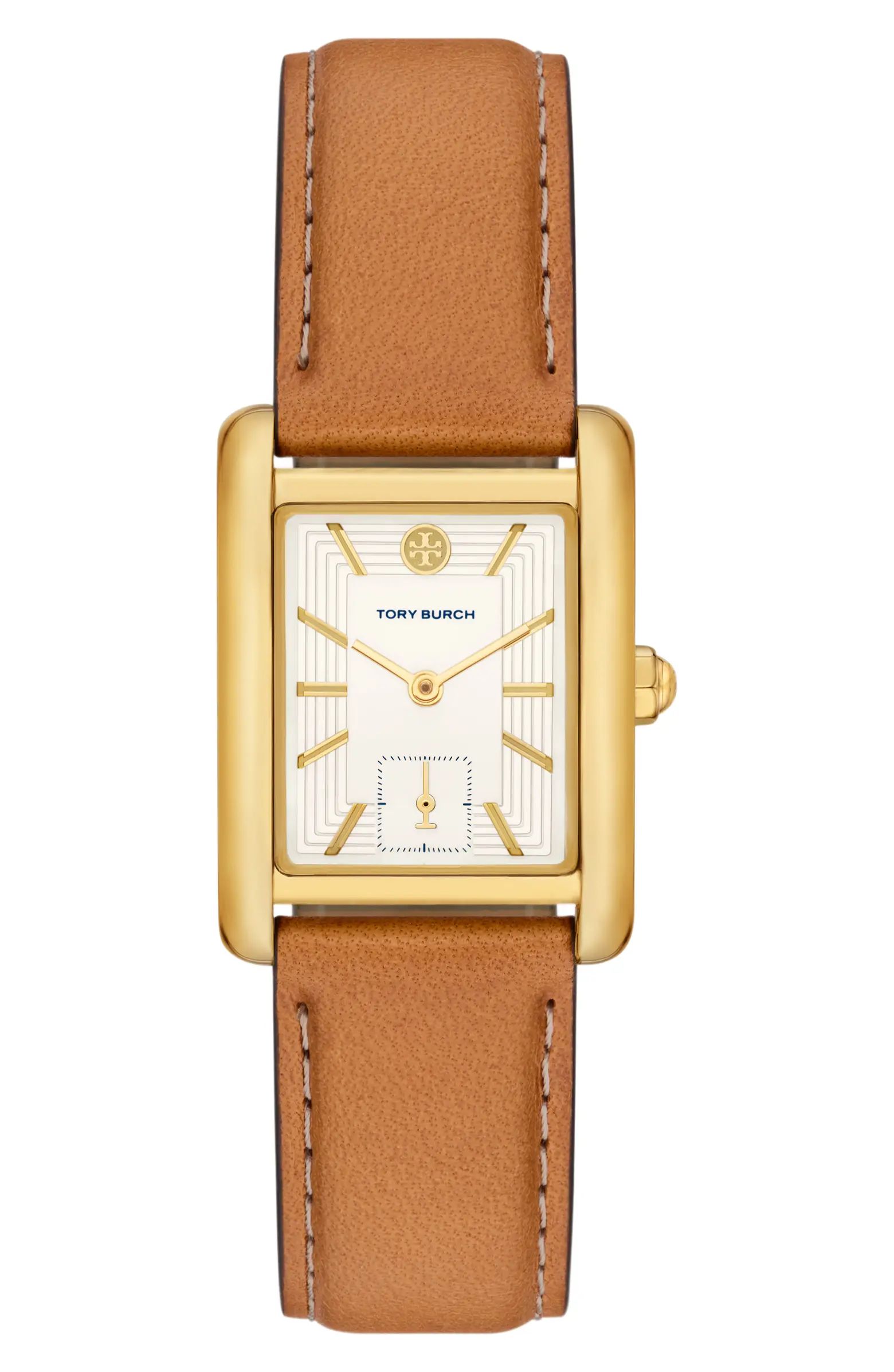 Mini The Eleanor Leather Strap Watch, 25mm x 34mm | Nordstrom
