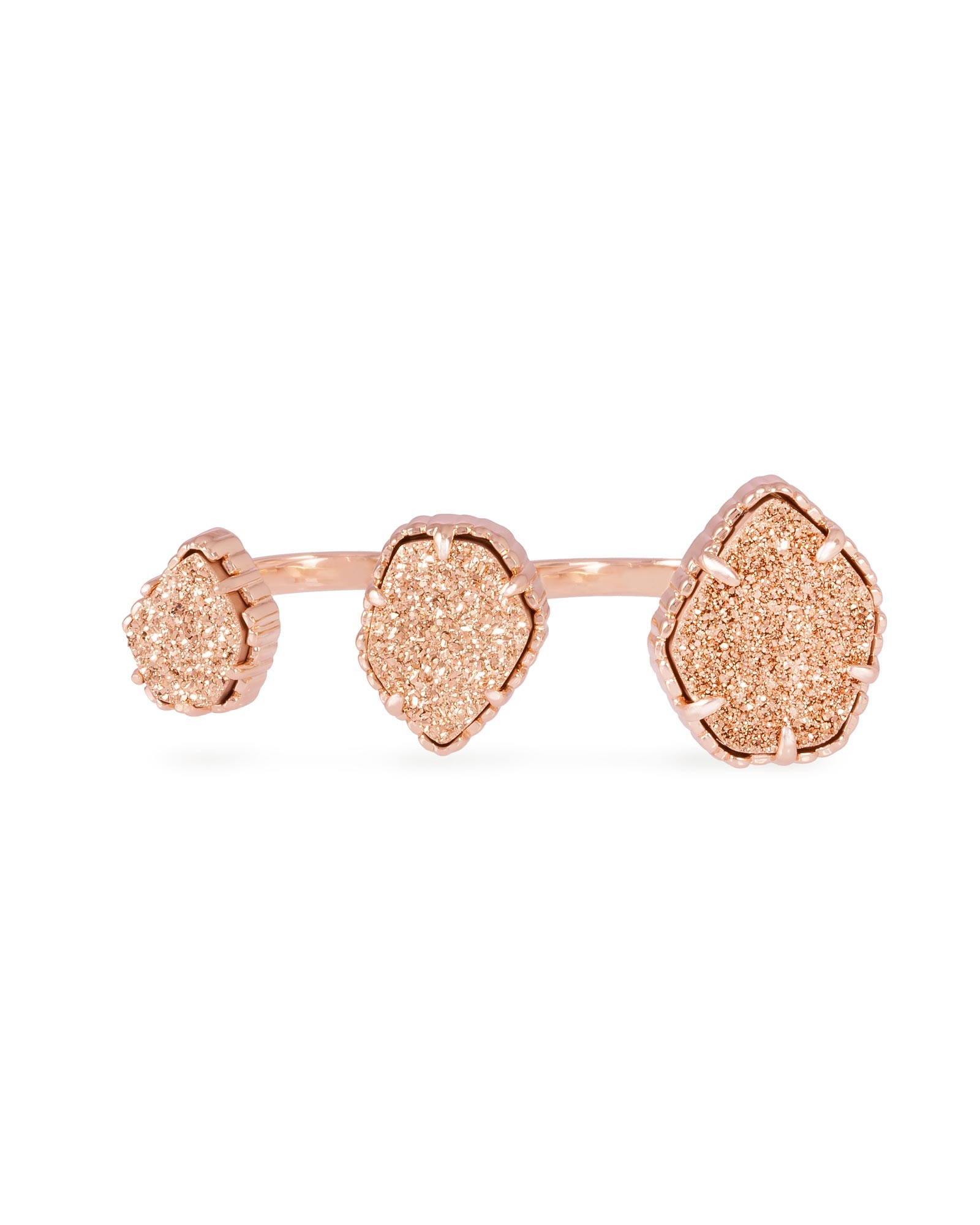 Naomi Rose Gold Double Ring in Rose Gold Drusy - S/M | Kendra Scott | Kendra Scott