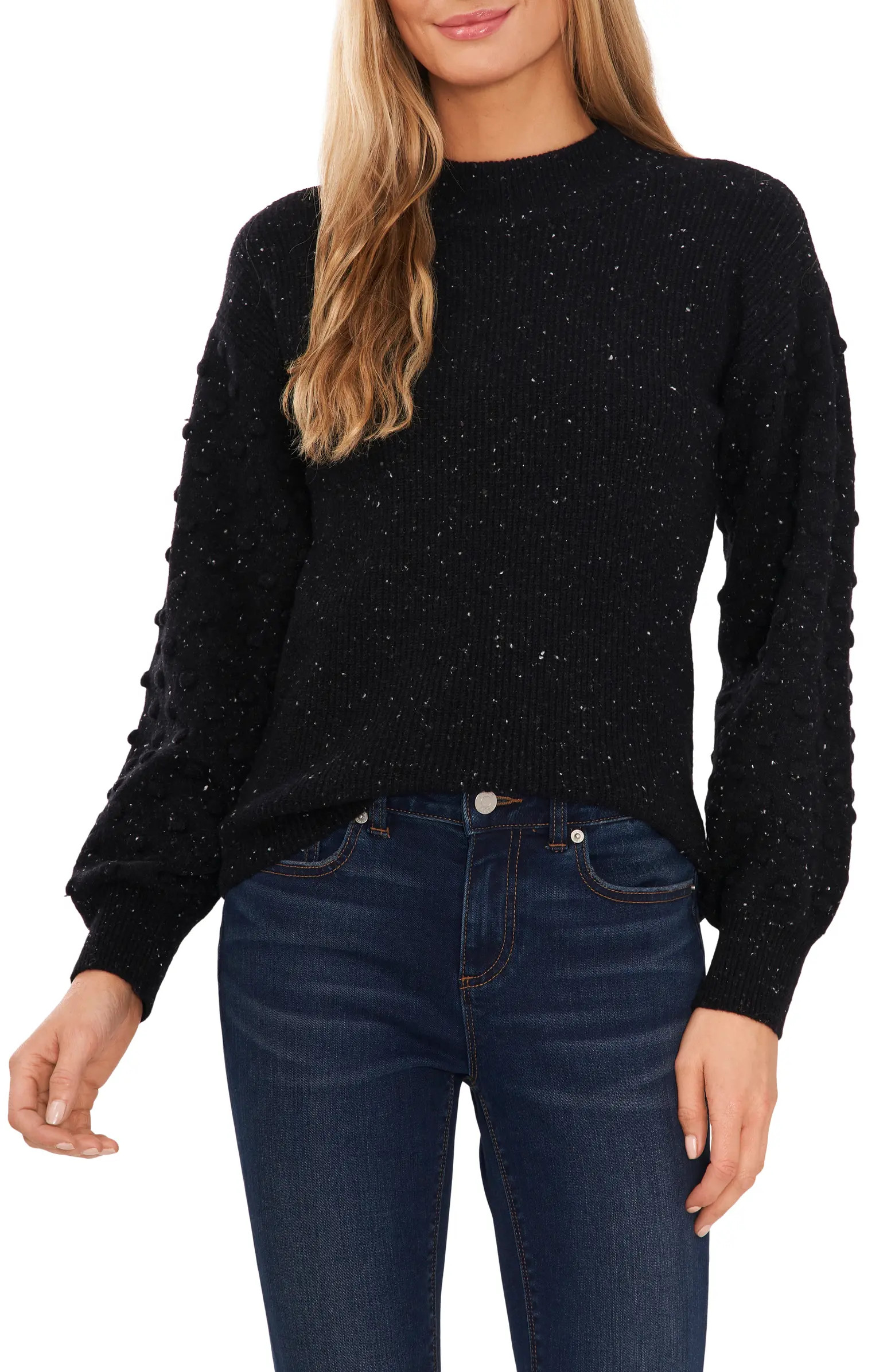 CeCe Bobble Sleeve Cotton Blend Sweater | Nordstrom | Nordstrom