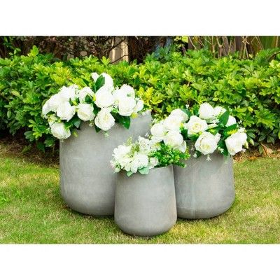 Kante Set of 3 Lightweight Concrete Footed Tulip Outdoor Planter - Rosemead Home & Garden, Inc. | Target