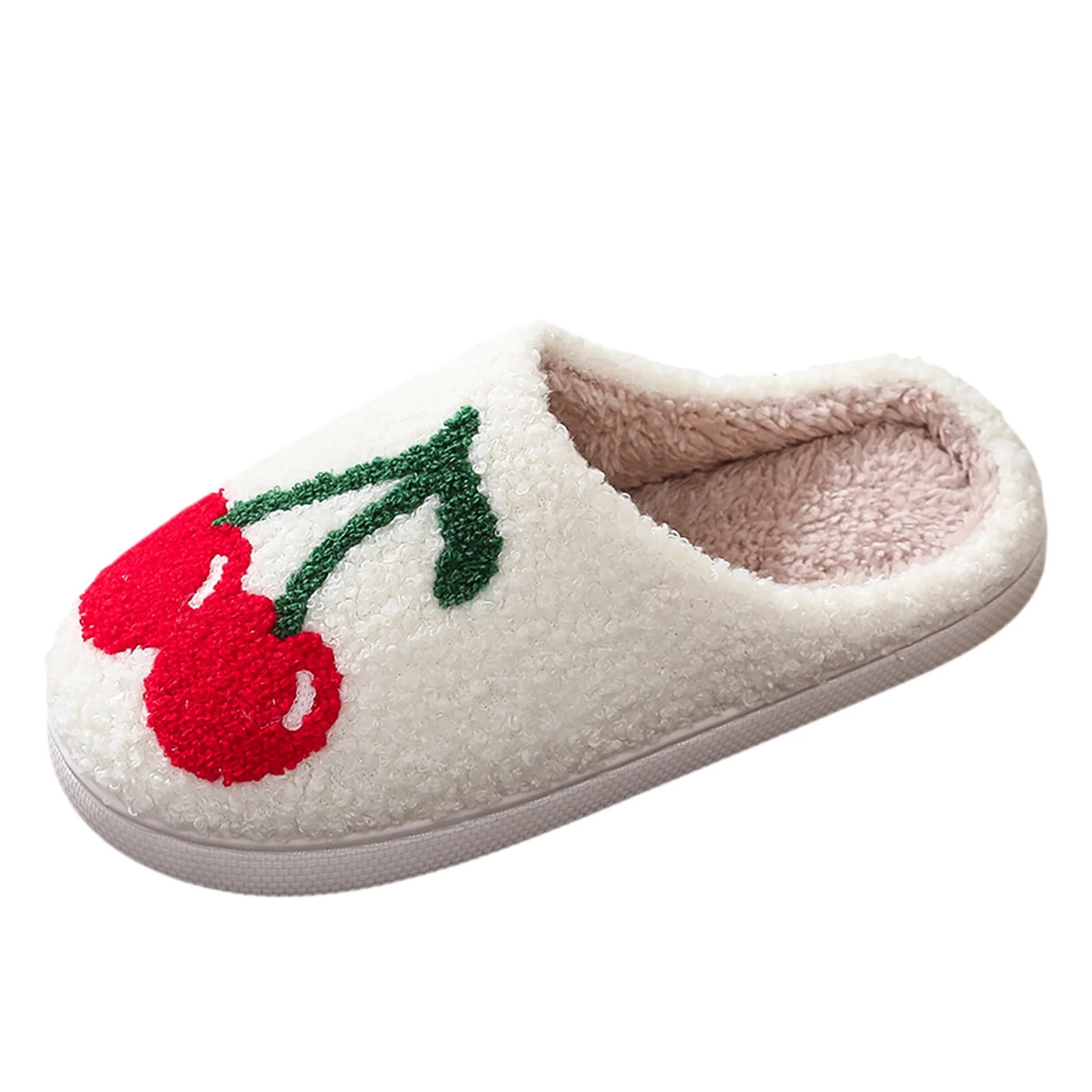 GHSOHS Plush Cherry Slippers for Women Men Cute Cartoon Home Shoes Comfortable Soft Cotton Fuzzy ... | Walmart (US)