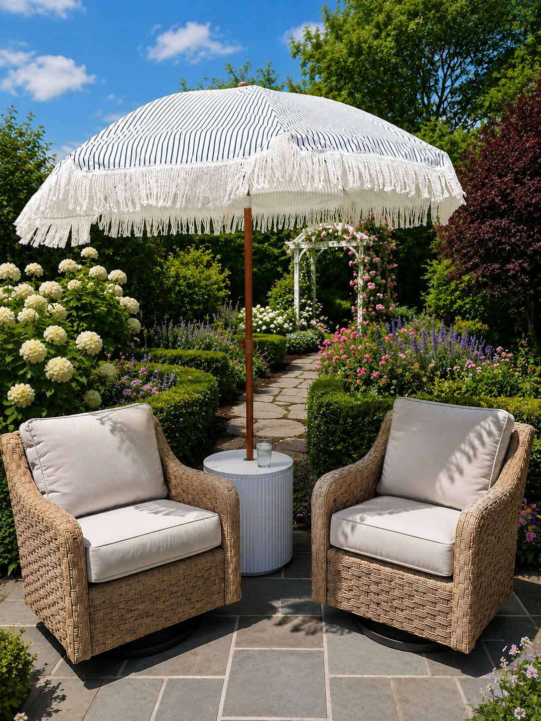 Patio Garden Inspiration 🌿✨

Turn your backyard into a cozy outdoor retreat with beautiful wicker seating, a striped fringe umbrella, and lush blooming gardens. This dreamy patio setup feels like the perfect place for morning coffee, summer entertaining, or relaxing in the sunshine. Neutral outdoor furniture paired with vibrant flowers creates such an elegant garden oasis.

#PatioDecor #OutdoorLiving #GardenInspiration #BackyardGoals #PatioFurniture #OutdoorDecor #GardenStyle #BackyardInspo #CozyPatio #SummerDecor #OutdoorSpace #HomeGarden #GardenAesthetic #OutdoorOasis #PatioDesign #CottageGarden #BackyardDecor #NeutralDecor #GardenLovers #OutdoorInspo #PinterestHome #DreamBackyard #HomeInspiration #SummerPatio #ElegantOutdoorLiving #GardenDecor #OutdoorFurniture #PatioIdeas #BackyardStyle #OutdoorEntertaining