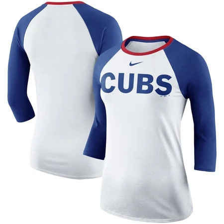 Chicago Cubs Nike Women's Tri-Blend Raglan 3/4-Sleeve T-Shirt - White/Royal | Walmart (US)