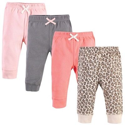 Touched by Nature Baby and Toddler Girl Organic Cotton Pants 4pk, Leopard | Target
