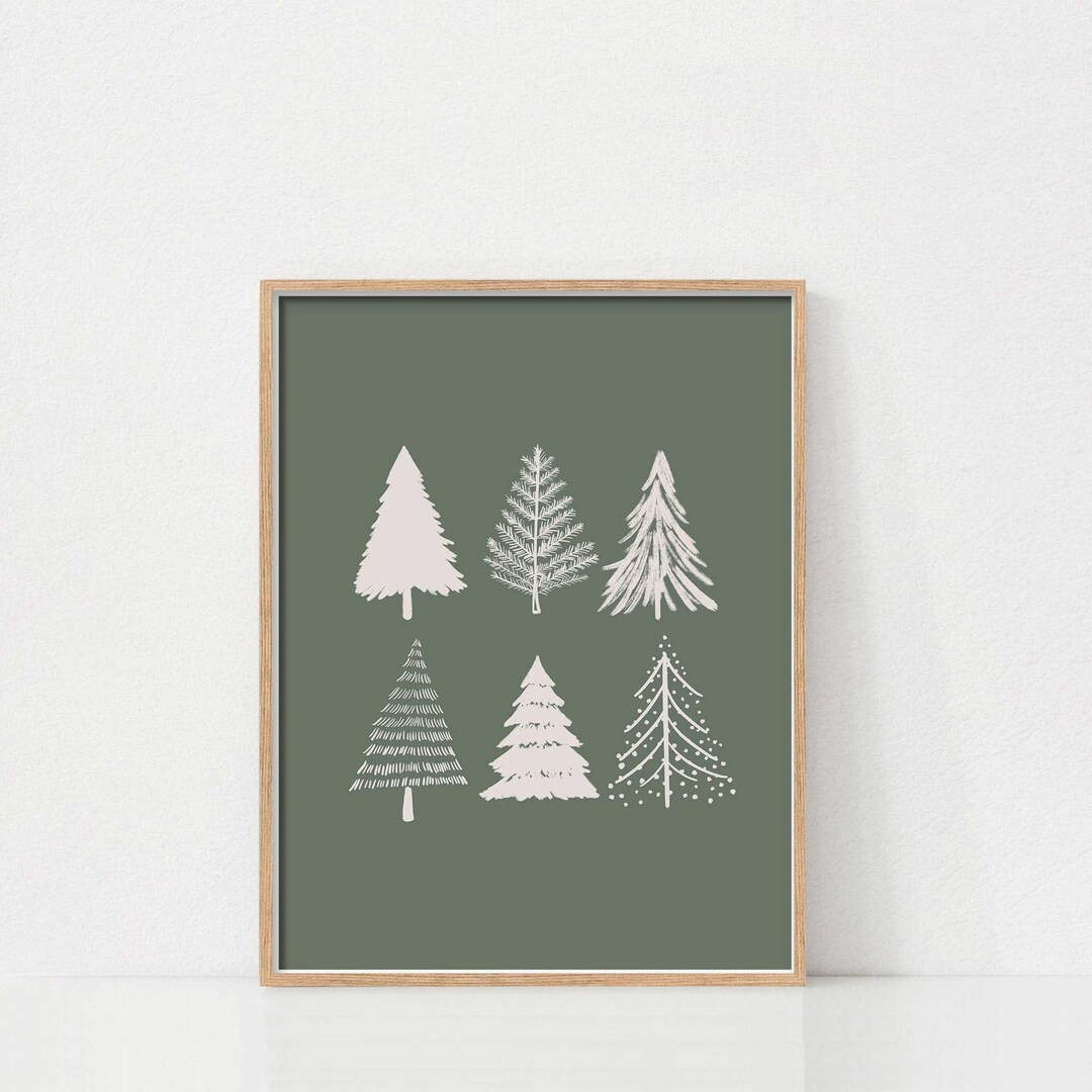 Christmas Tree Art Print Christmas Wall Art Neutral - Etsy | Etsy (US)
