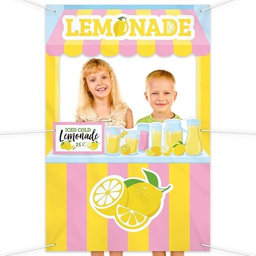 Vansolinne Lemon Party Supplies Lemonade Stand Backdrop Banner Lemon Photo Booth Props Decoration... | Amazon (US)