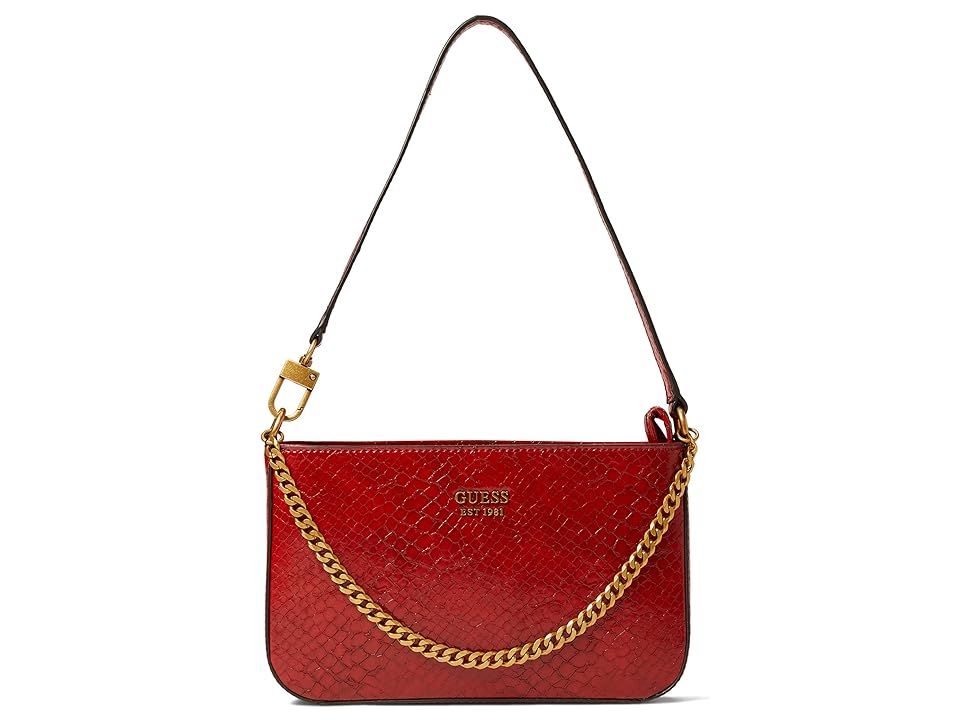 GUESS Katey Mini Top Zip Shoulder Bag (Red) Handbags | Zappos