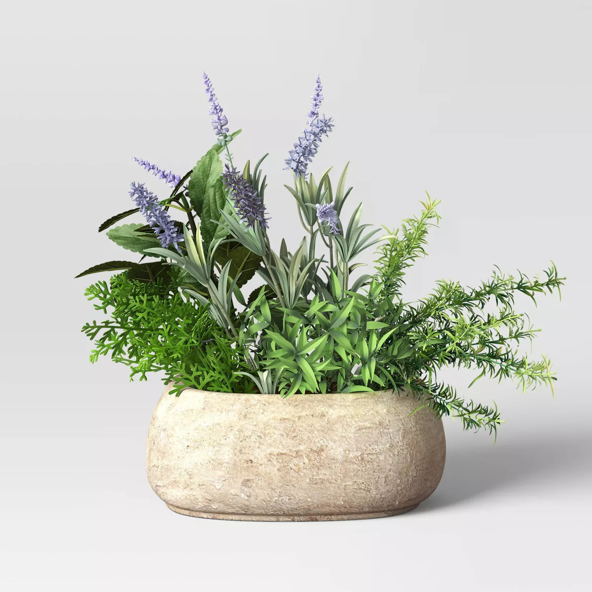 14" Artificial Herb Dish Garden in Pot Green/Purple - Threshold™ designed with Studio McGee: In... | Target