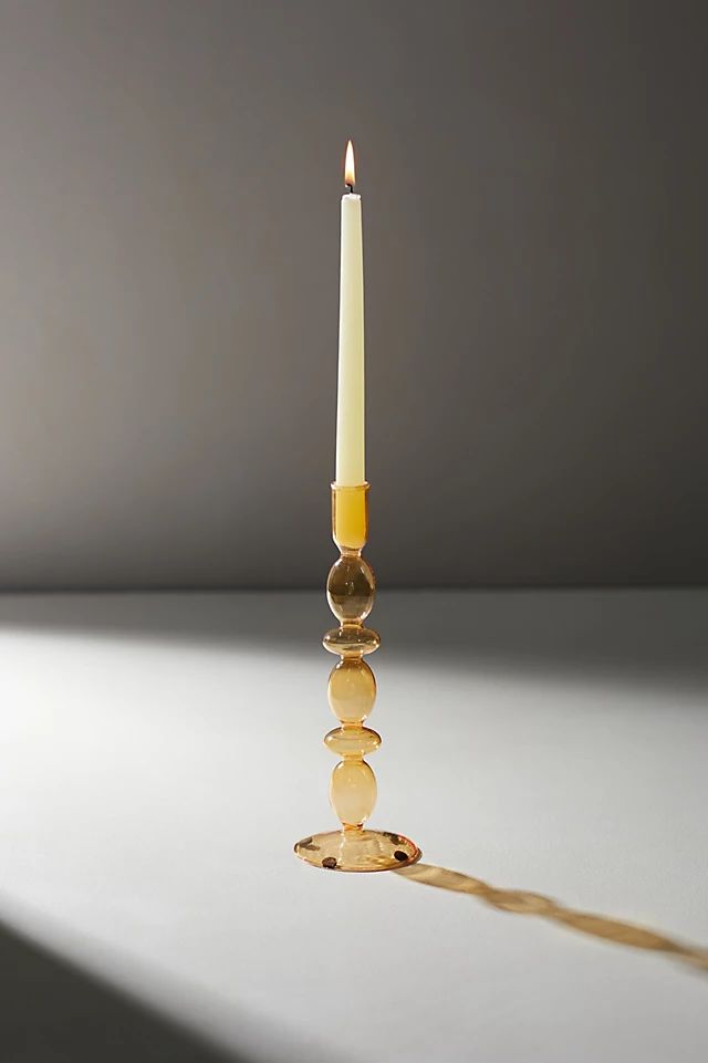 Glass Taper Candlestick, Amber Medium | Anthropologie (US)