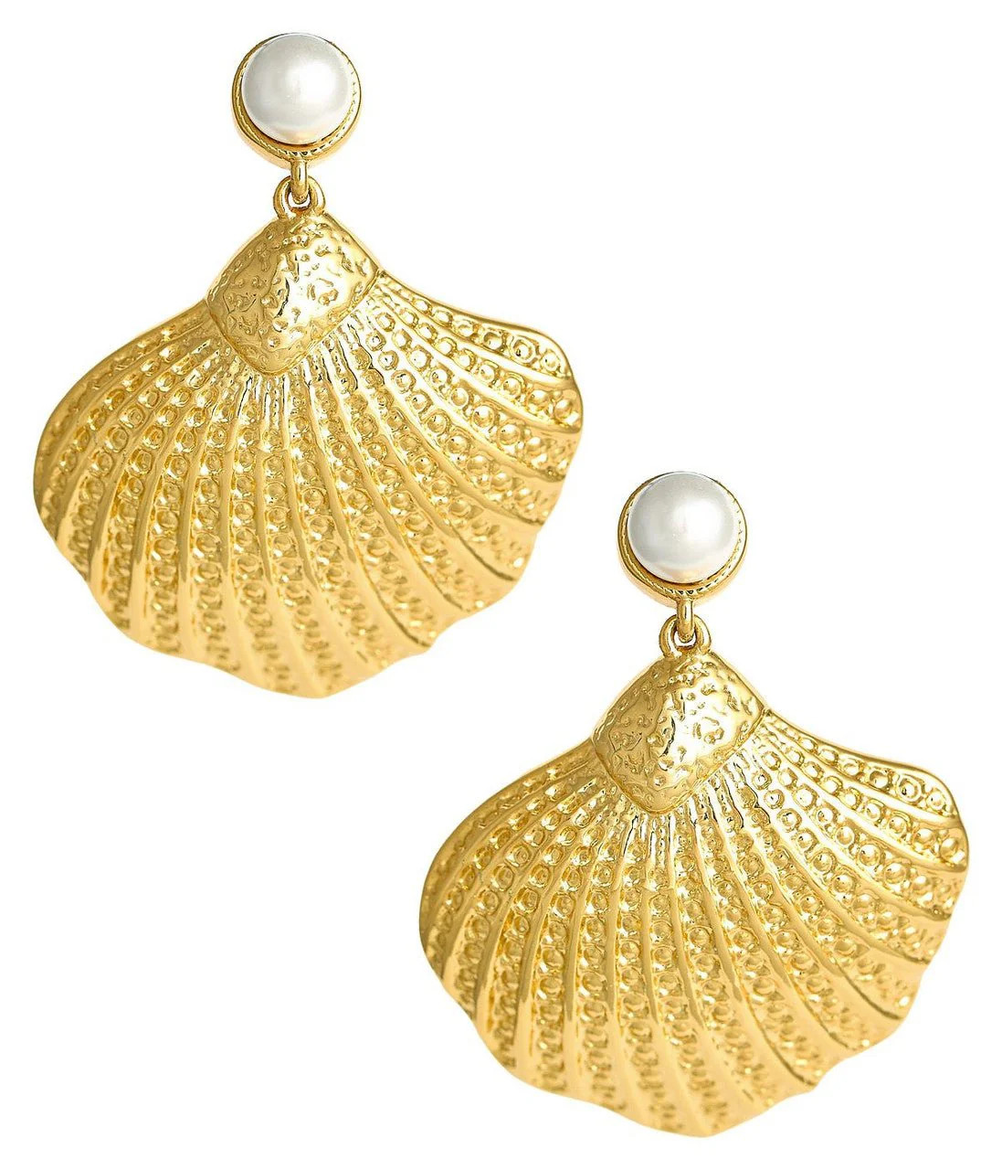 Sullivan Gold Shell Pearl Top Earring - 18k Gold Plated - Belle of the | Lisi Lerch Inc
