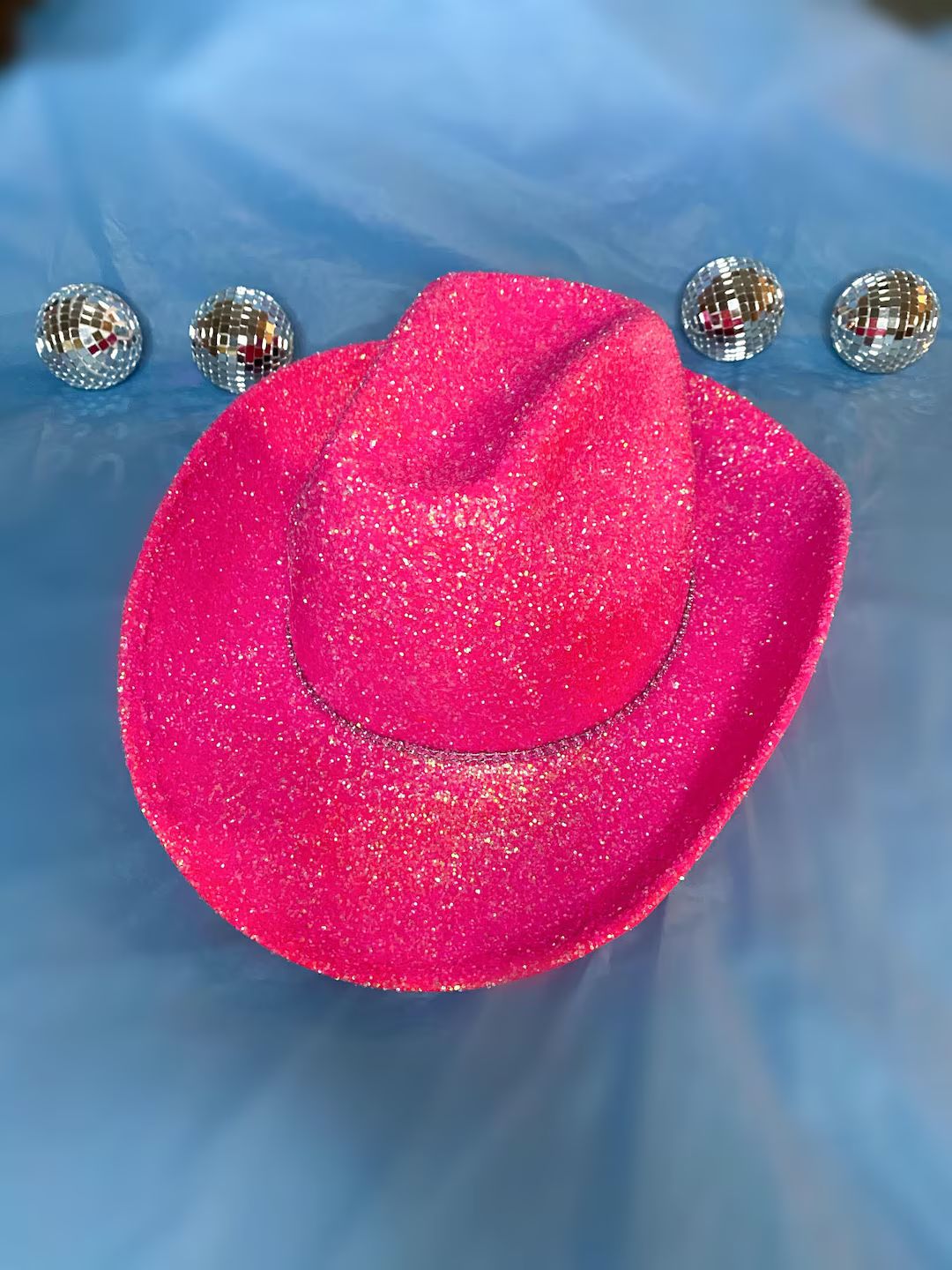 Pink Glitter with Rhinestone Band Cowboy Hat | Etsy (US)