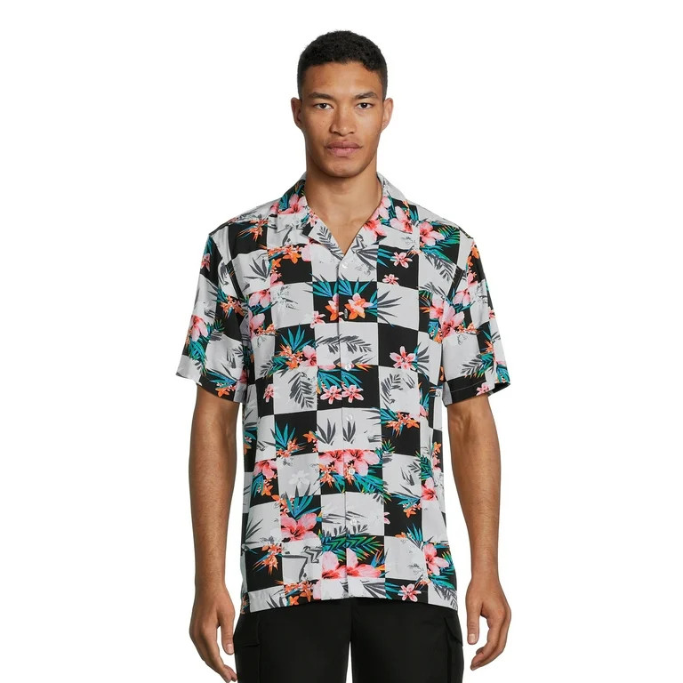 No Boundaries Men's & Big Men's Button-Down Rayon Shirt, Sizes XS-5XL | Walmart (US)