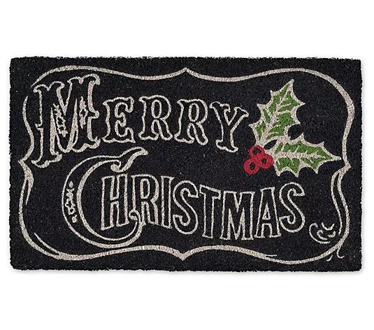 DII Merry Christmas Chalkboard Natural Coir Doormat - QVC.com | QVC