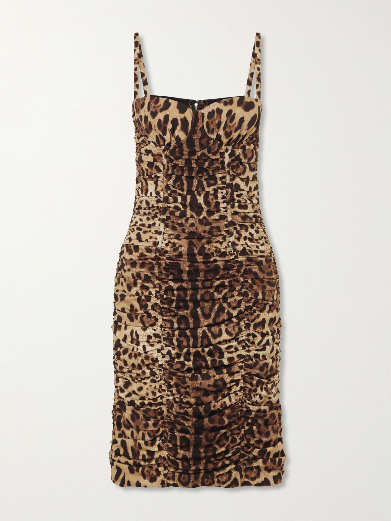 Dolce & Gabbana - Leopard-print Ruched Silk-blend Mini Dress - Animal Print | NET-A-PORTER (US)