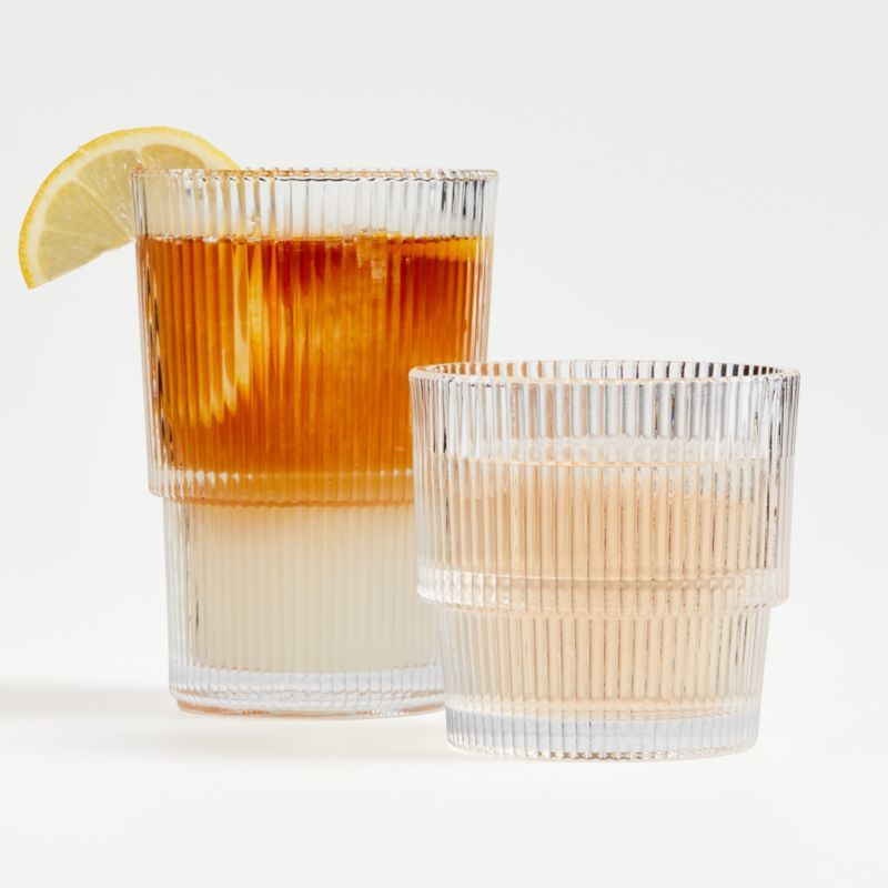 Atwell Stackable Textured Ribbed Drink Glasses | Crate & Barrel | Crate & Barrel