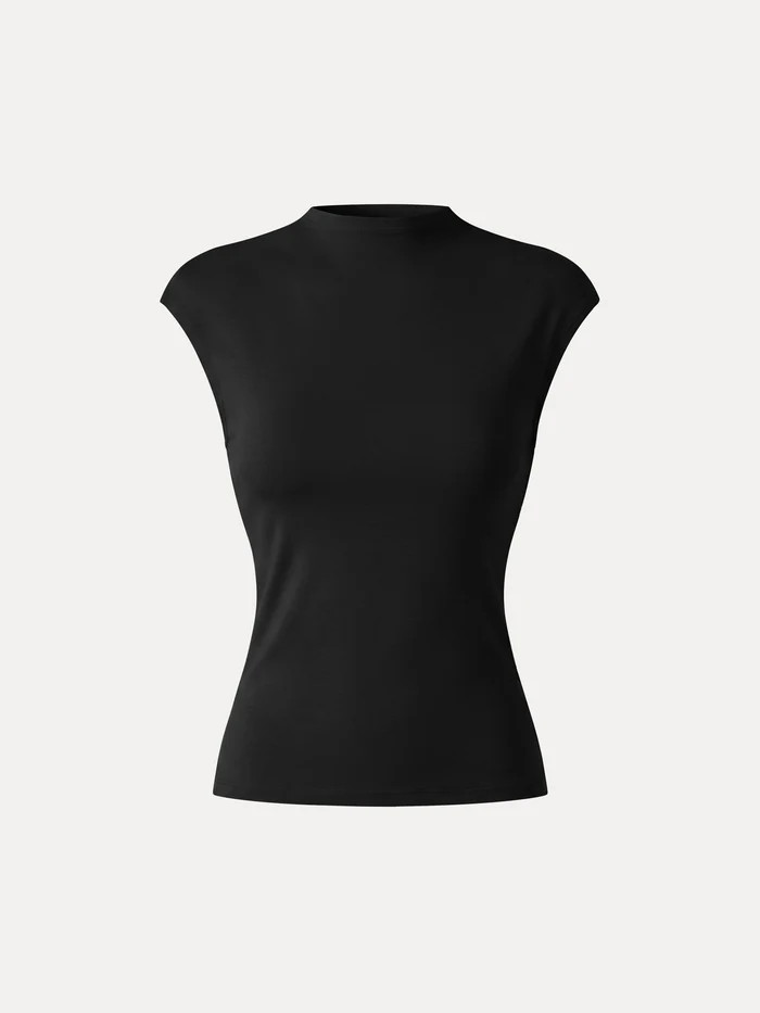 Lyocell-Wool Mock Neck Sleeveless Top | OGLmove
