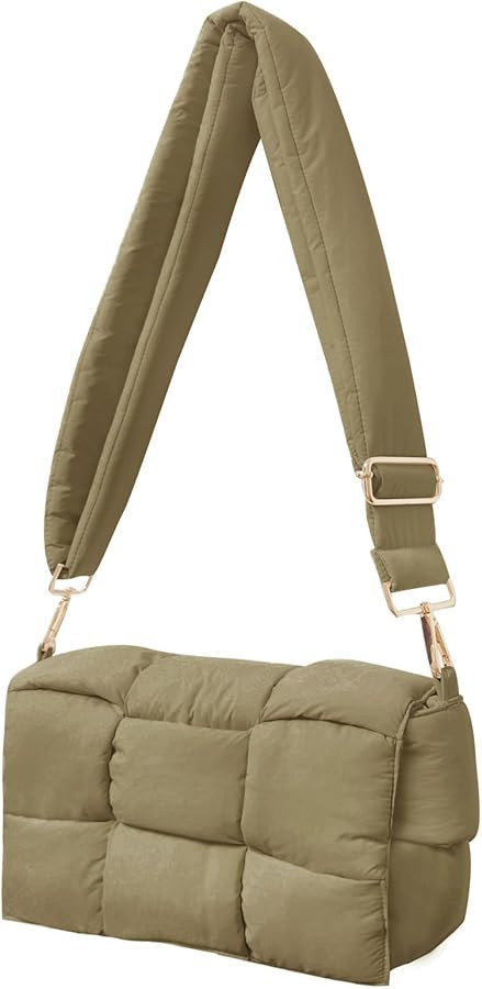 NAARIIAN Puffer shoulder bag Nylon padded woven handbag designer crossbody dupes women down purse | Amazon (US)