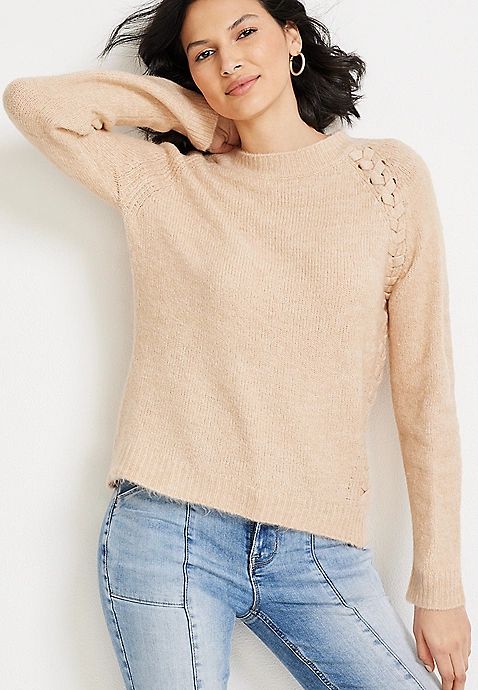 Vigoss® Lace Up Sweater | Maurices