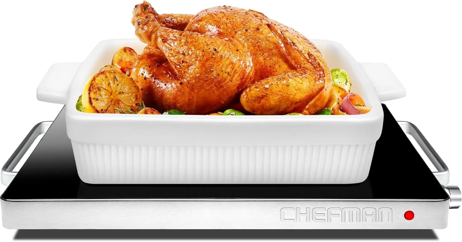 Chefman Compact 15"x12" Glass Top Electric Warming Tray with Adjustable Temperature Control - Sta... | Walmart (US)