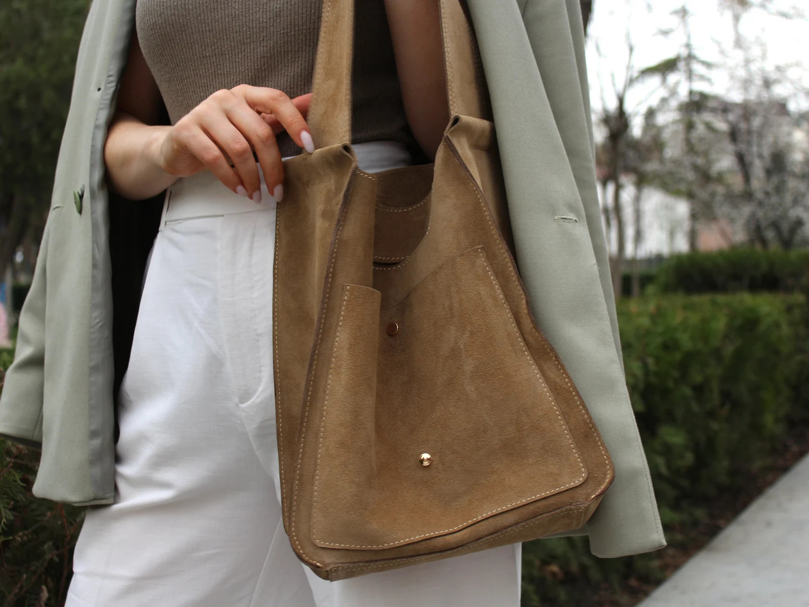 Handcrafted Suede Leather Slouch Bag: Tan Beige Shopper Tote | Etsy (Global)