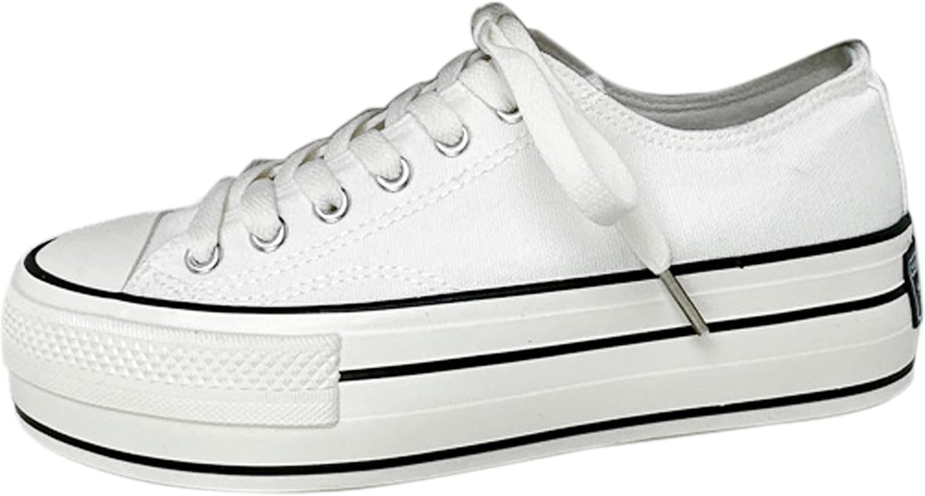 Women's Platform Sneakers 4 cm High, Classic Canvas Platform Low Top Sneakers for Women and Teen ... | Amazon (US)