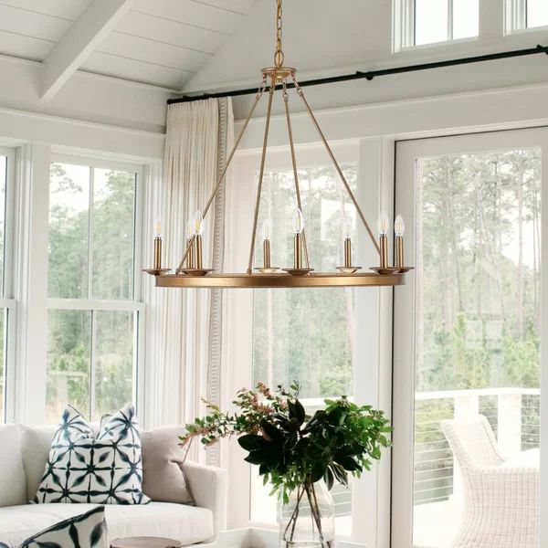 Natal 8 - Light Candle Style Wagon Wheel Chandelier | Wayfair North America