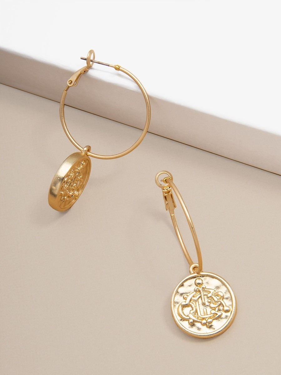 Engraved Coin Hoop Earring | ZENZII