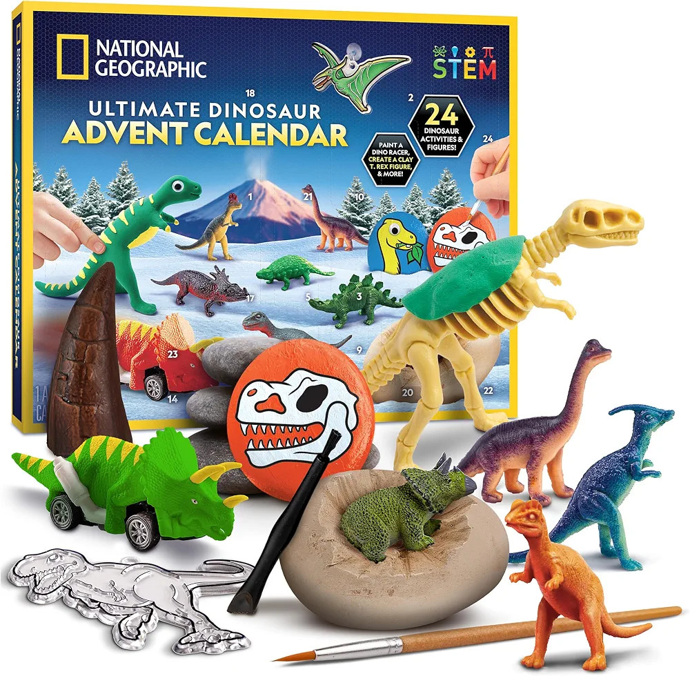 NATIONAL GEOGRAPHIC Dinosaur Advent Calendar 2024 - Christmas Countdown Calendar with 24 Dino Act... | Amazon (US)