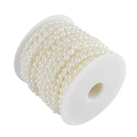Yosoo Half Round Pearl Beads Cotton Line Chain, 25M Elegant Roll Ivory Pearl Trim Garland Strands St | Walmart (US)