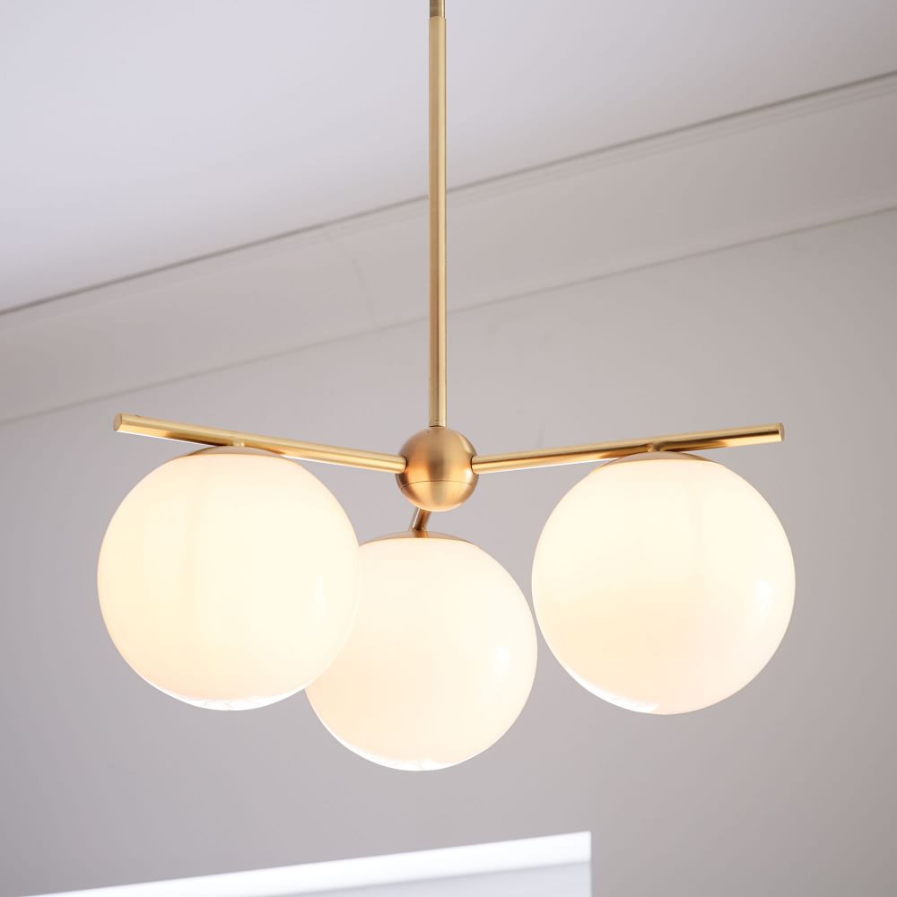 Sphere &amp; Stem 3-Light Chandelier - Milk | West Elm (US)