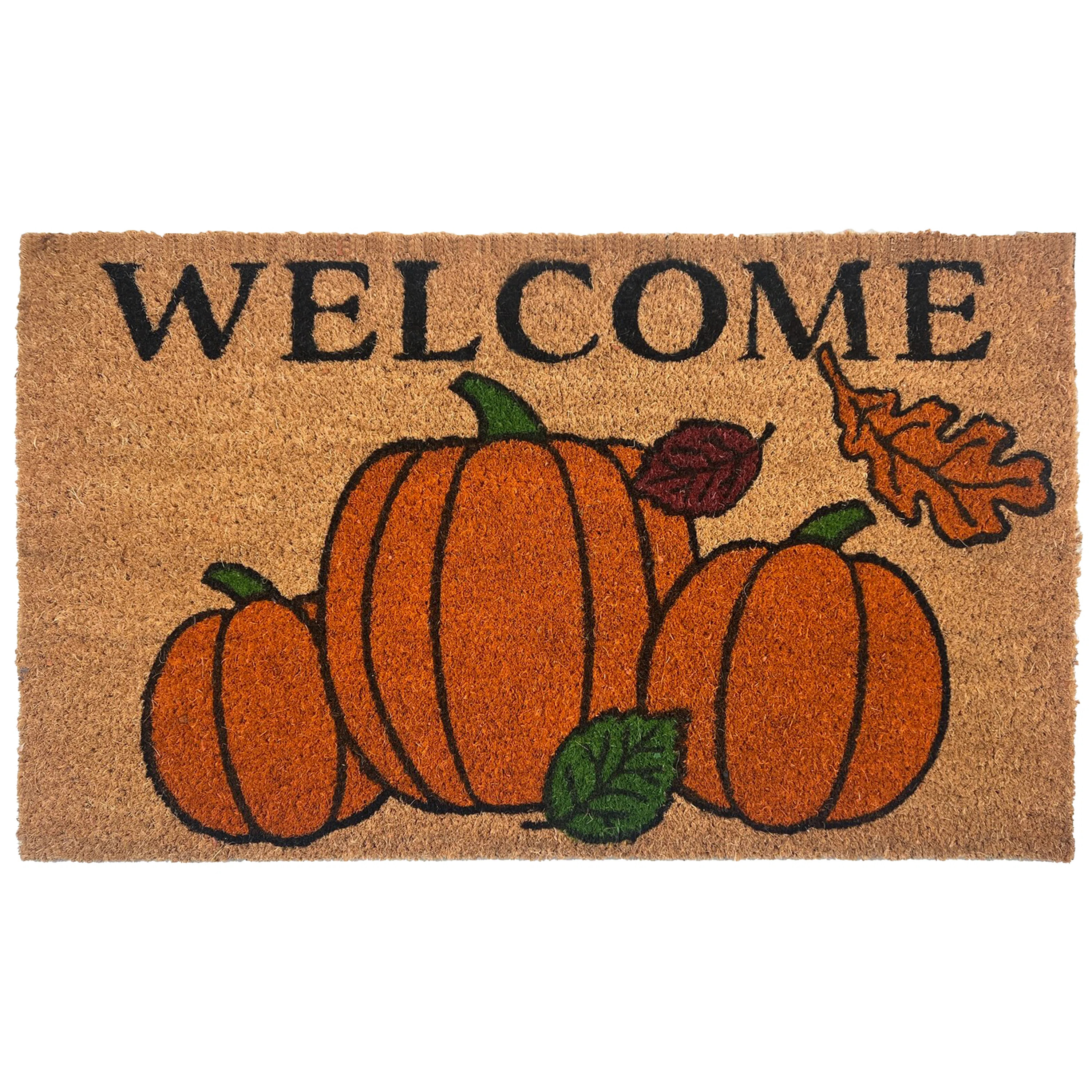 Kate Aurora Fall Autumn Foliage & Pumpkins Bristled Outdoor All Season Welcome Mat - 18"X30 | Wayfair North America
