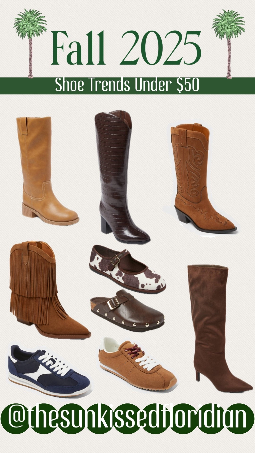Fall shoe trends! All under $50! Budget friendly, Square toed boots, western styled boots, animal prints, cow print, fringe, suede, leather, Mary Jane flats, sneakers

#LTKSeasonal #LTKFindsUnder50 #LTKShoeCrush