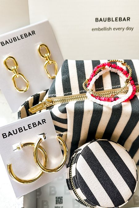 Baublebar SALE
$10 bracelets & 20% off everything else on site! 
Hoop earrings
Chain earrings
Beaded bracelets
Striped makeup bag
Striped jewelry organizer 
Mothers Day gifts

#LTKfindsunder50 #LTKGiftGuide