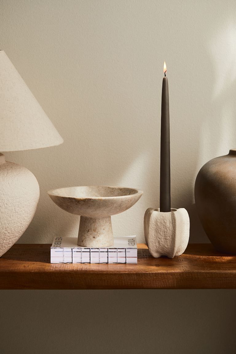 Stoneware candlestick - White - Home All | H&M GB | H&M (UK, MY, IN, SG, PH, TW, HK)