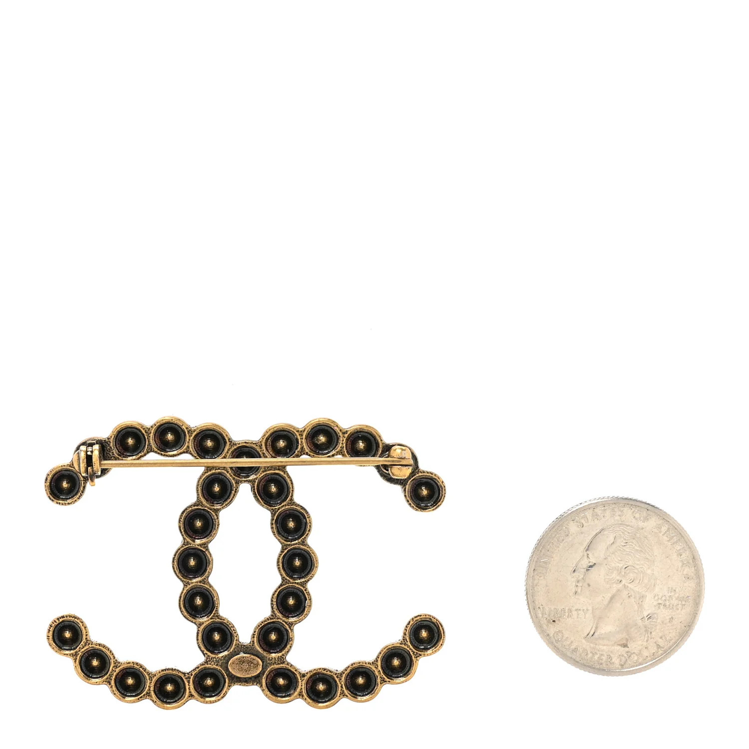 Metal Crystal City of Lights CC Brooch Gold | FASHIONPHILE (US)