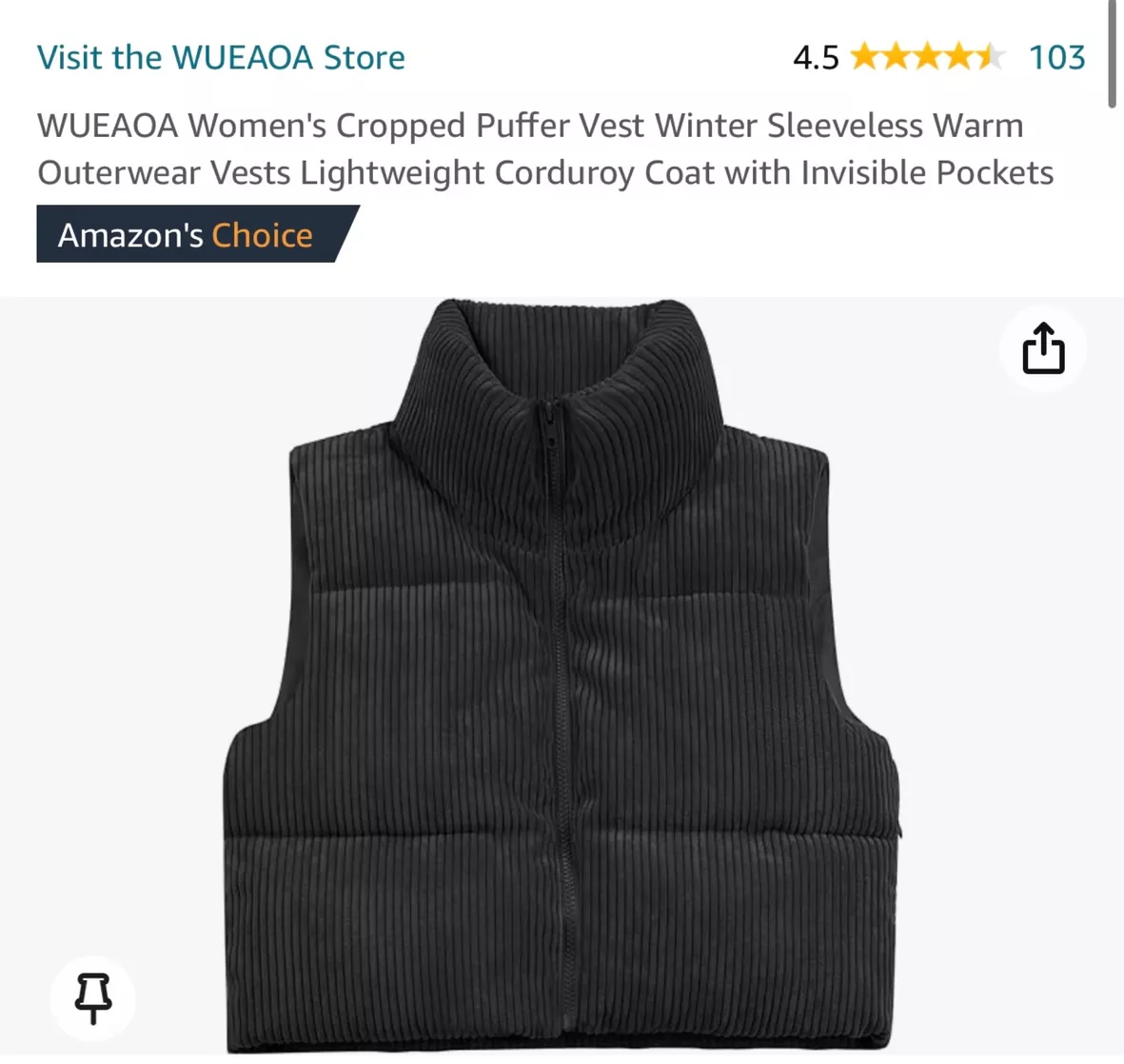 WUEAOA Women's Cropped Puffer Vest … curated on LTK