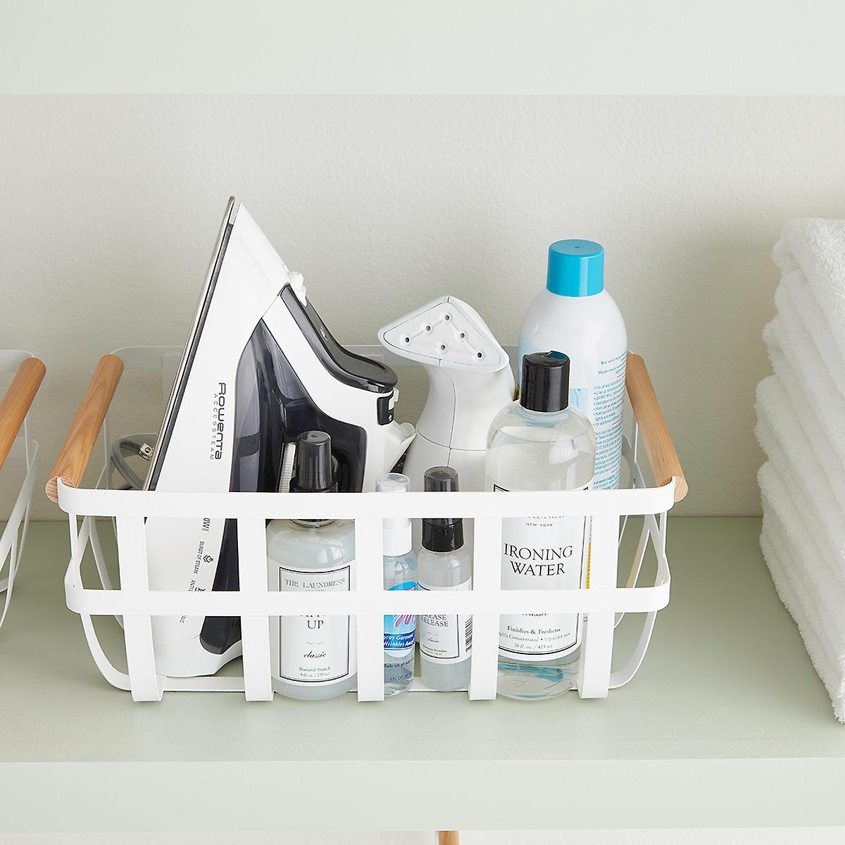 Yamazaki Tosca Baskets with Wooden Handles | The Container Store