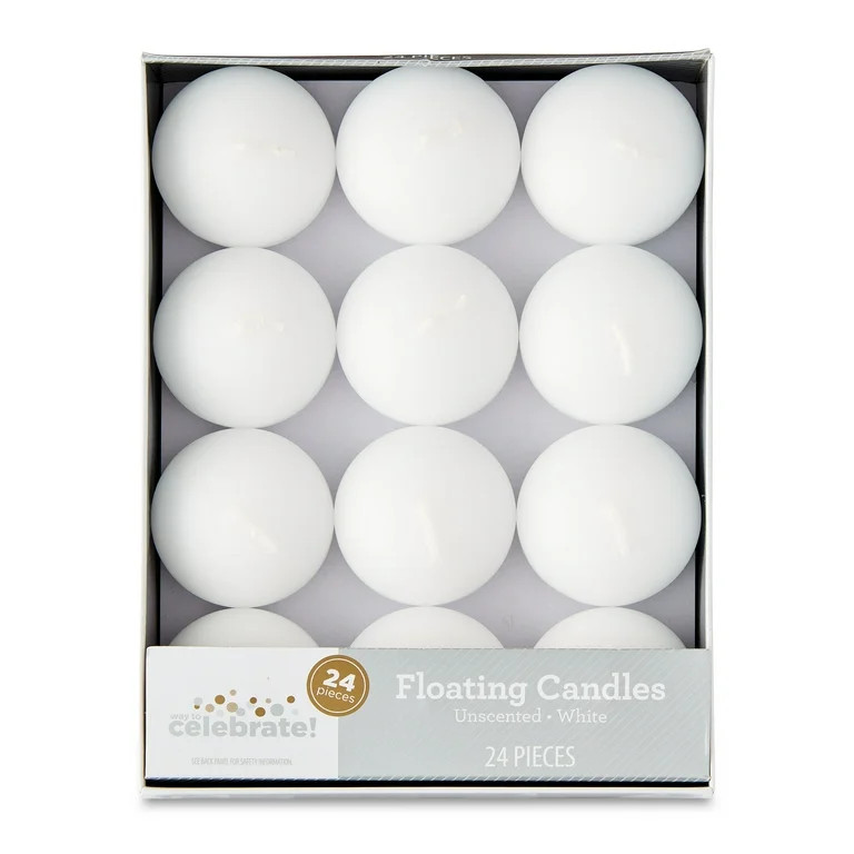 Floating Candles, Unscented, White, 24 Count, by Way To Celebrate | Walmart (US)