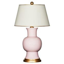 Madison Modern Classic Pink Ceramic Gold Accent Cream Shade Table Lamp | Kathy Kuo Home