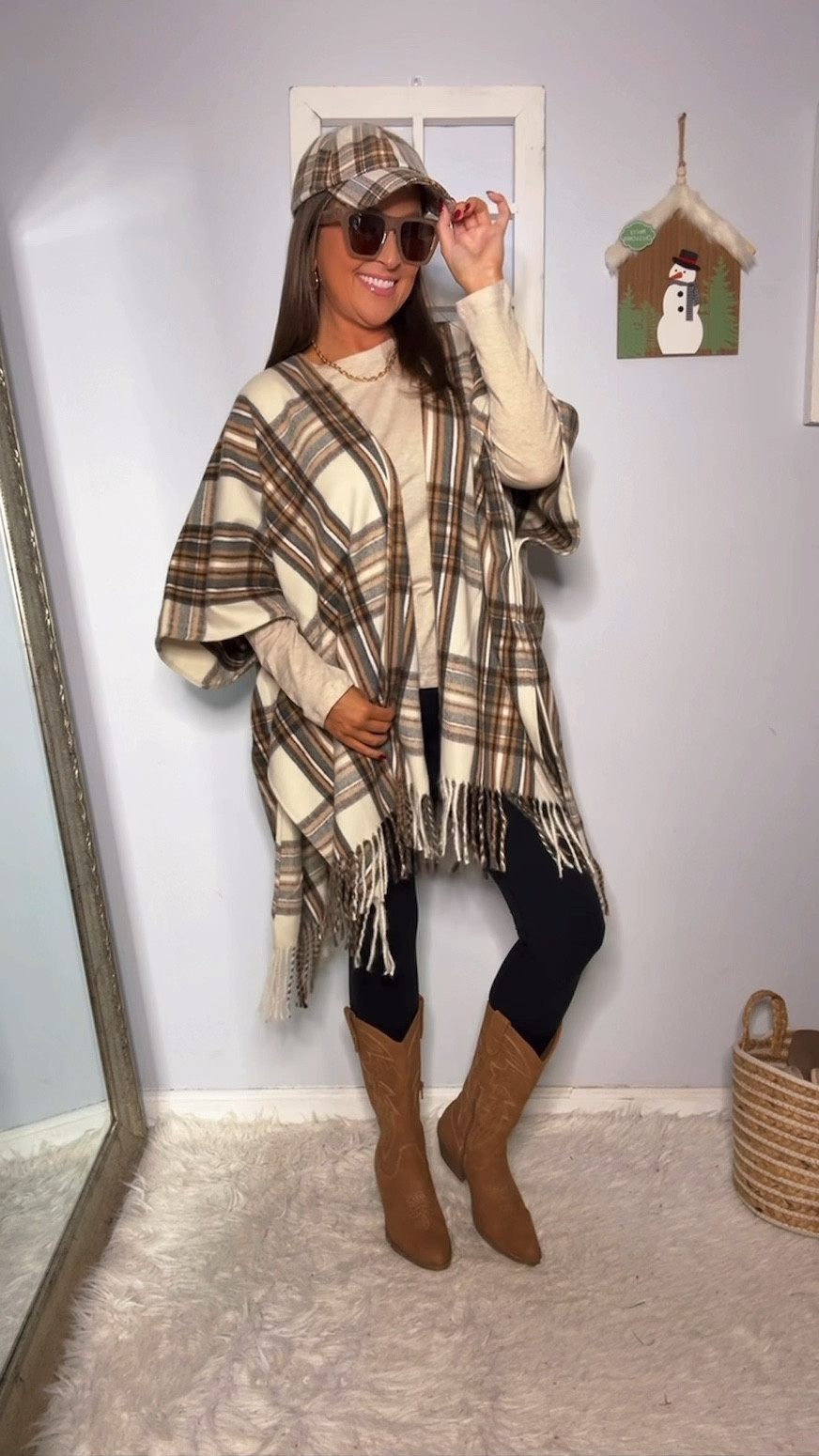 •Sunglasses: 10% off core SJLINZ30A
•Ruana: One-Size (comes in two other colors)
•Long Sleeve Tee: S (comes in other colors)
•Leggings: S (also comes in fleece lined which runs the same size-wise - also comes in other colors, there is more variety on Amazon)
•Boots: TTS (very comfy & have memory foam)

Winter Outfit, winter fashion, fall outfit, fall fashion, black leggings, cape, western boots, cowboy boots 

#LTKSeasonal #LTKStyleTip #LTKFindsUnder50