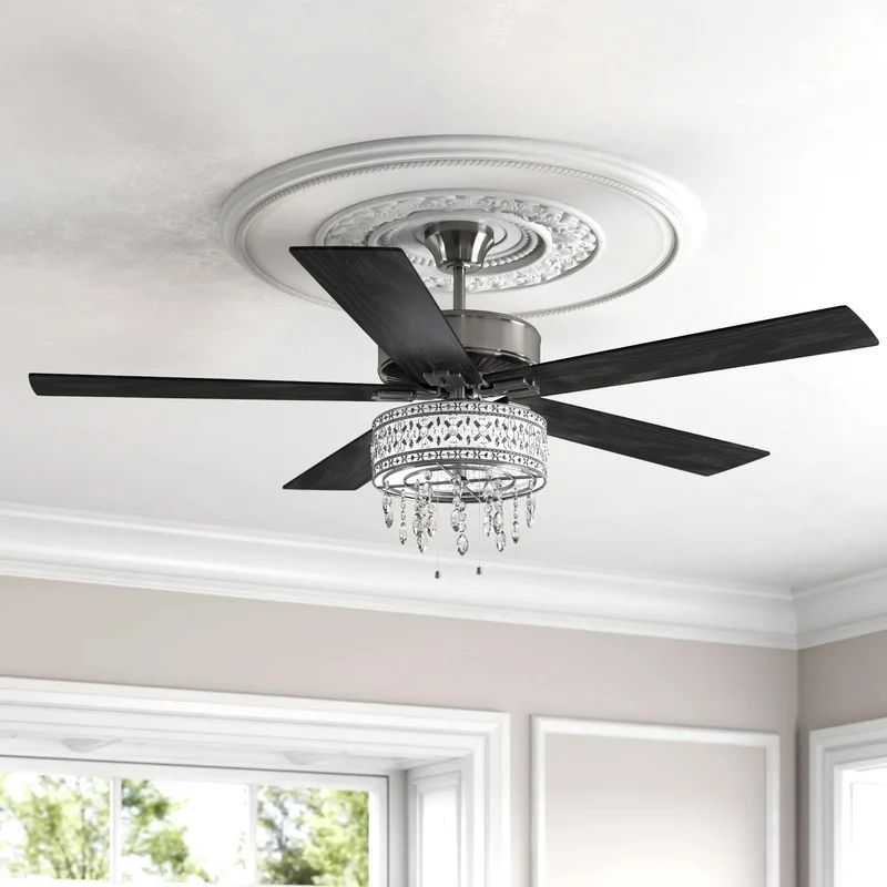 52'' Leonie 5 - Blade Crystal Ceiling Fan with Pull Chain and Light Kit Included | Wayfair North America