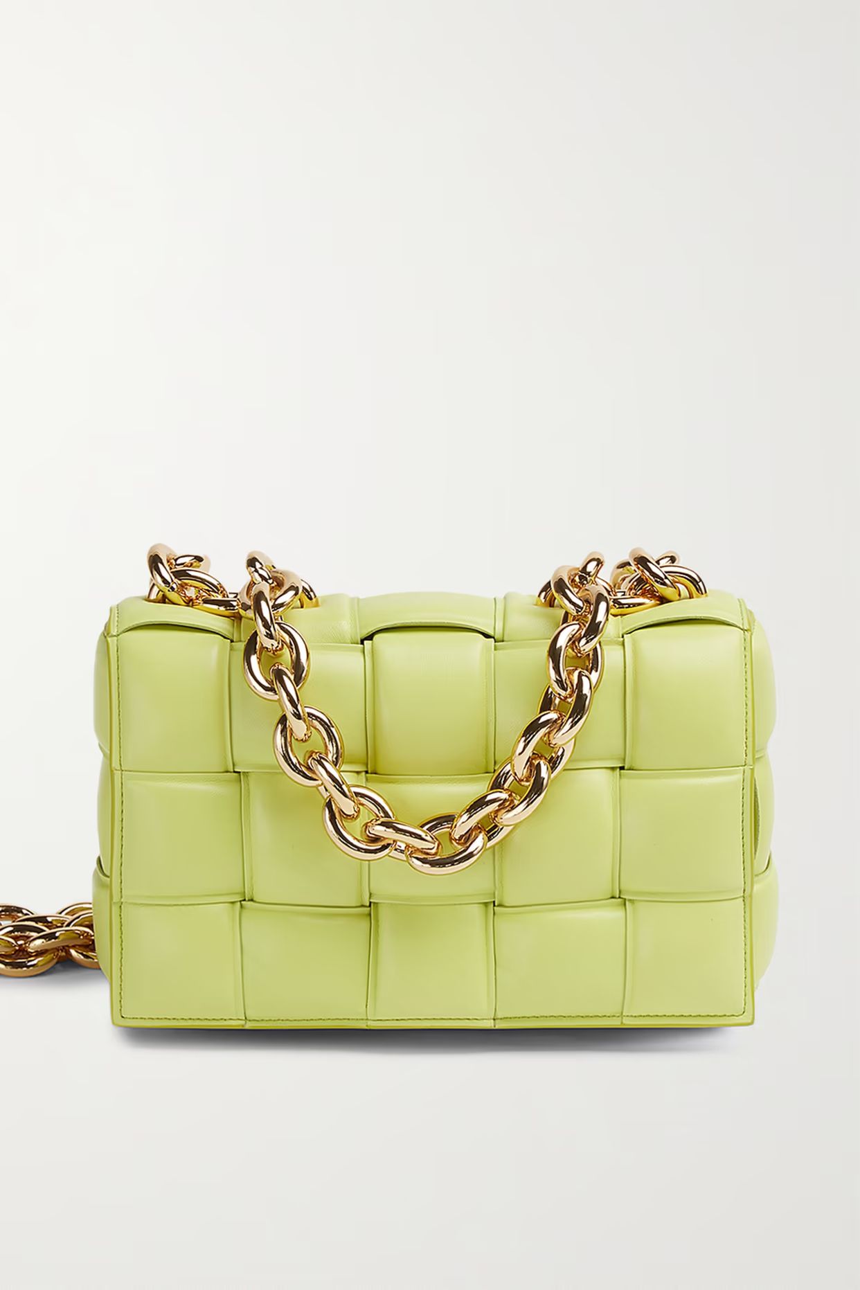 BOTTEGA VENETA - Cassette Chain-embellished Padded Intrecciato Leather Shoulder Bag - Green | NET-A-PORTER (US)