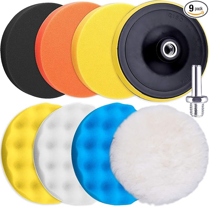 SIQUK 9 Pieces 5 Inch Buffing Pads Kit Foam Buffer Polisher Pads 5 Inch Hook and Loop Polishing P... | Amazon (US)
