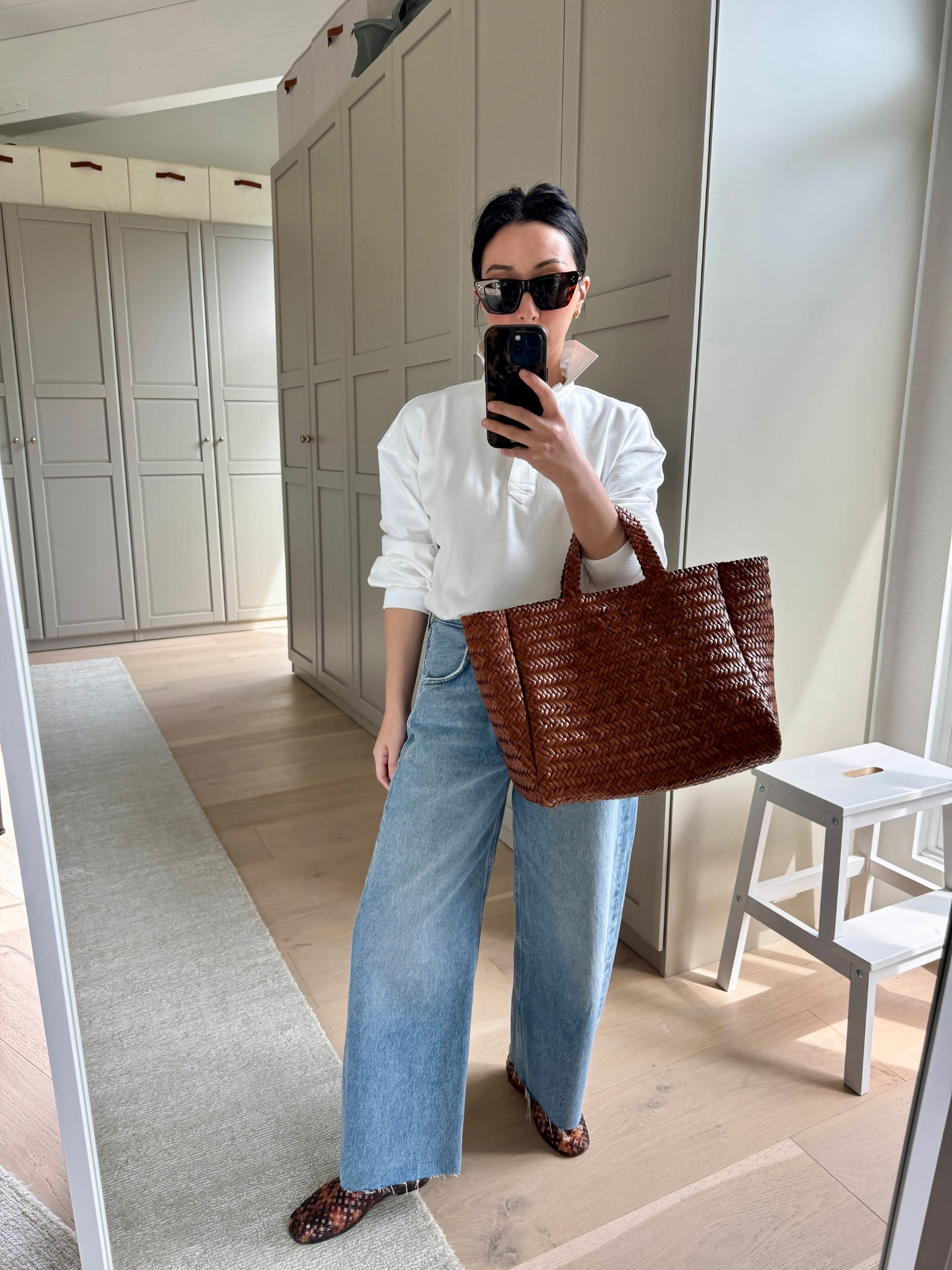 Spring outfit ideas. Love how a rugby shirt elevates a simple outfit. 

@Tuckernuck  polo small - thick 
Cotizens of humanity Ayla jeans 24 - size down 
Steve Madden Jelly flats 5 - run a little roomy. 
Marea tote - sold out, linked similar. 
Quince earrings
Celine sunglasses 
Dorsey James necklace 15”

Petite style, spring outfits 2026, 



#LTKmomlife #LTKootd #LTKPetite