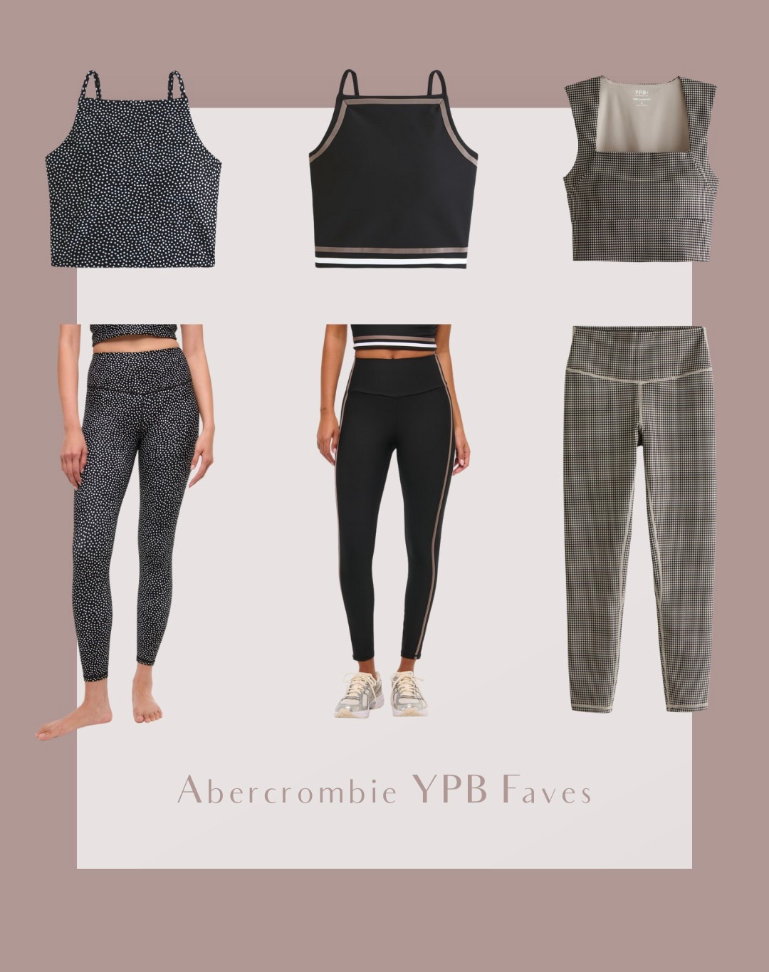 Abercrombie YPB has the cutest matching sets in activewear! The quality is great, too. I wear a small in everything (small short in pants - I am 5’2”)