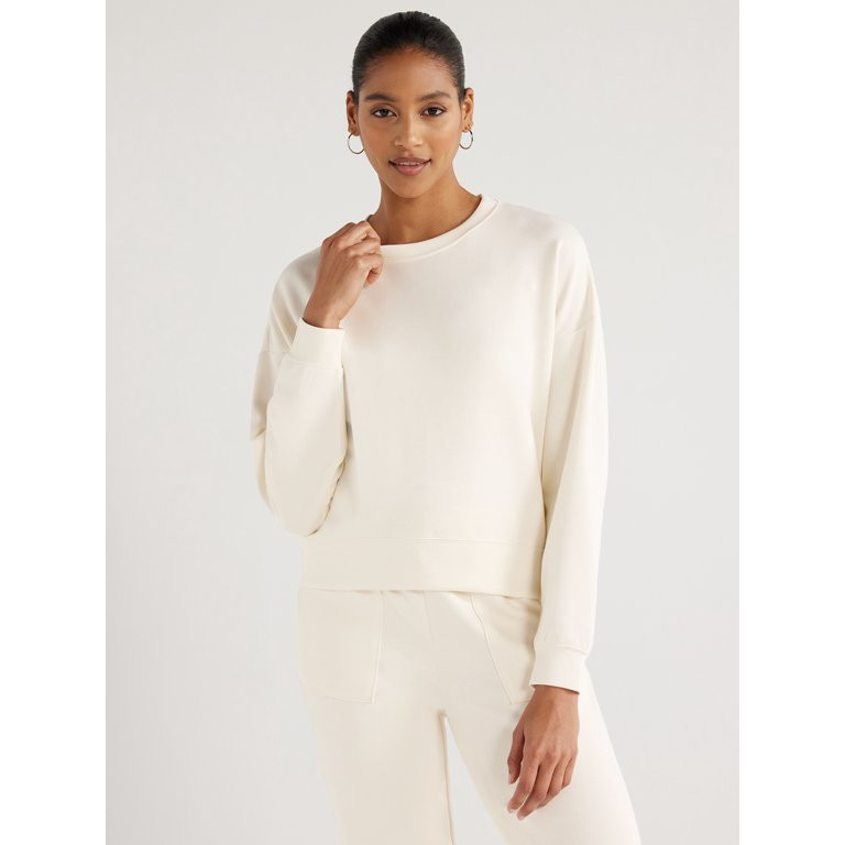Scoop Women's Scuba Knit Cropped Sweatshirt with Drop Sleeves, Size XS-XXL - Walmart.com | Walmart (US)