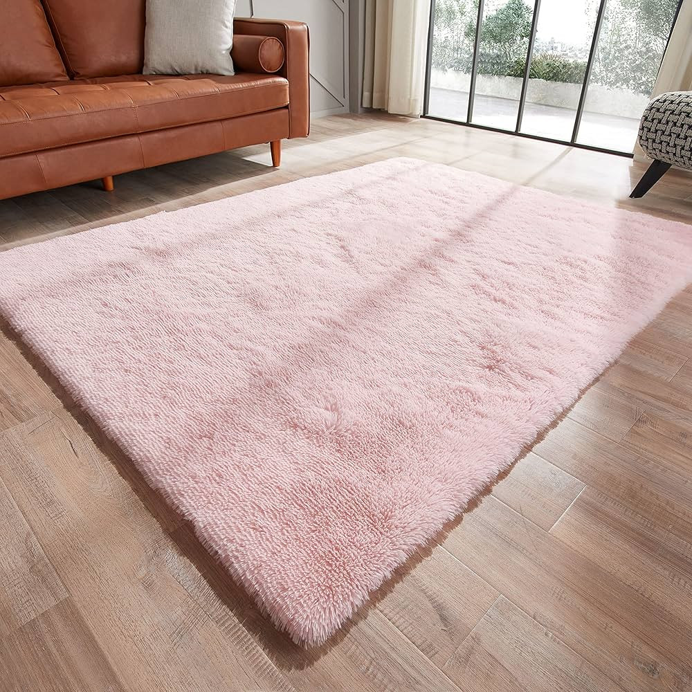 GKLUCKIN Shag Ultra Soft Area Rug, Fluffy 2'X3' Pink Fuzzy Foyer Rug for Entryway Non-Skid Small ... | Amazon (US)