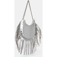 The Western Silver Metallic Tassle Shoulder Bag | Public Desire (US & CA)