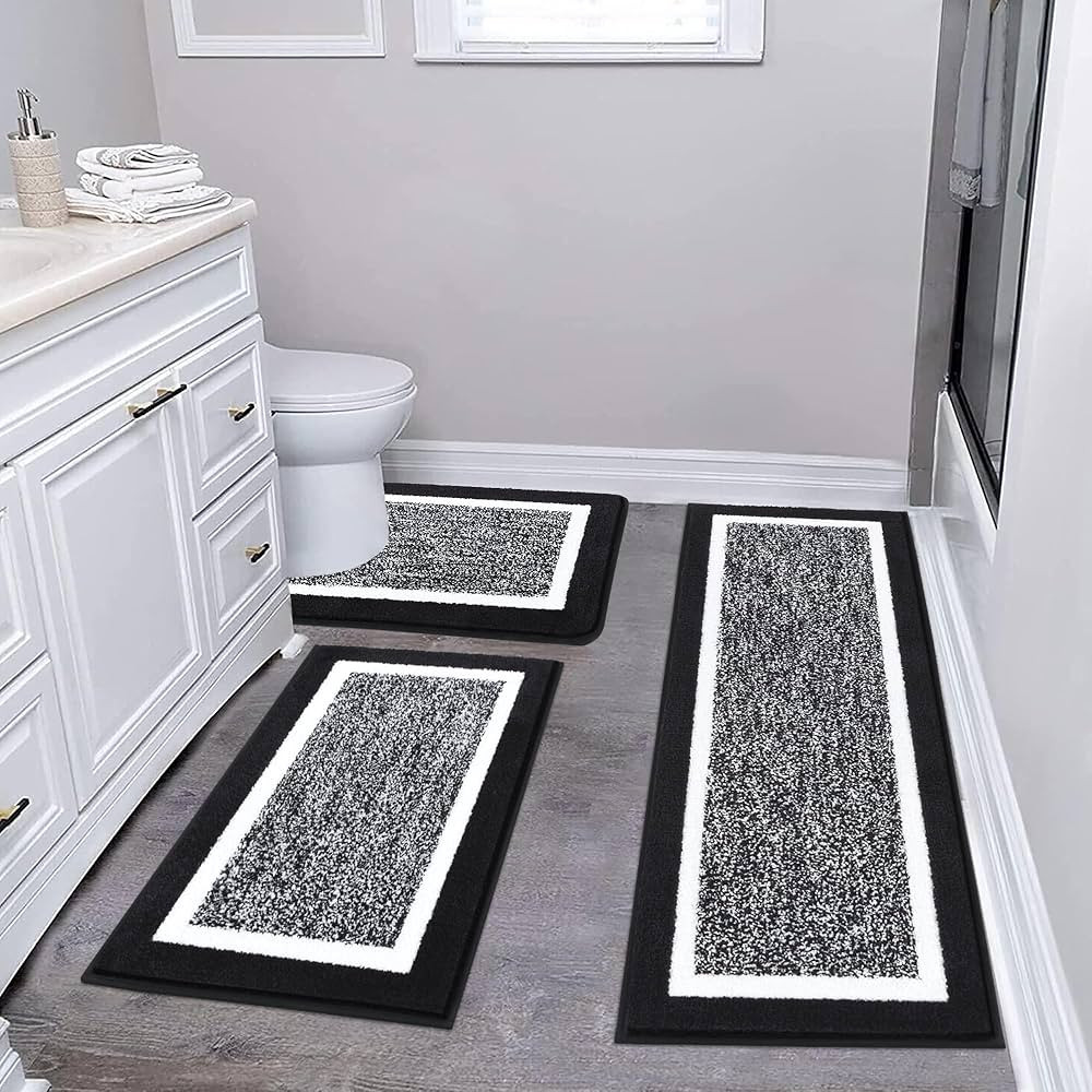 Pauwer Bathroom Rug Mat Set 3 Piece, Microfiber Shaggy Bath Set, Non-Slip Ultra Soft Carpet Mats,... | Amazon (US)