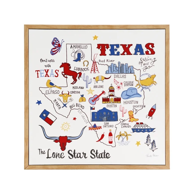Crystal Art Gallery 15x15 Texas Canvas Framed Wall Art Decor with Texas State Outline, Rustic Far... | Walmart (US)